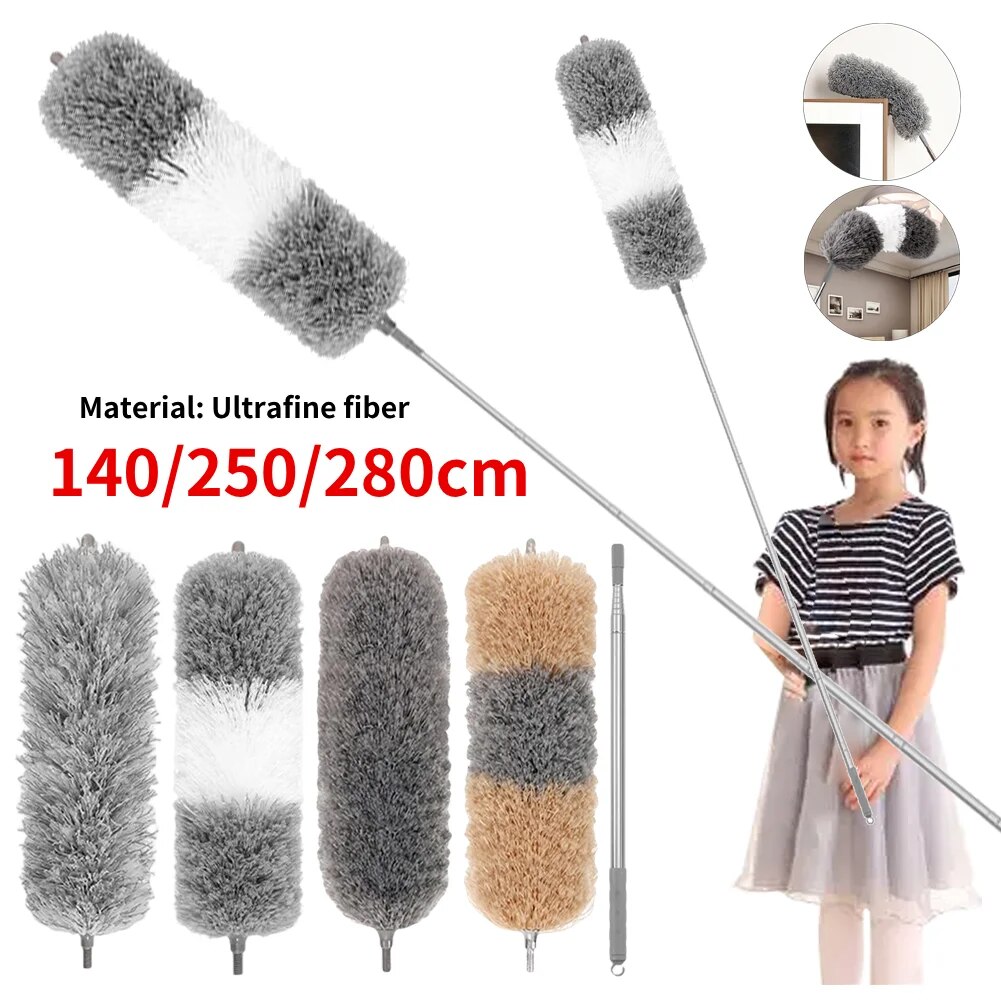 Lightweight Retractable Cleaning Duster 140 250 280cm Gap Dust Brush For Household Cleaning Duster With Rod