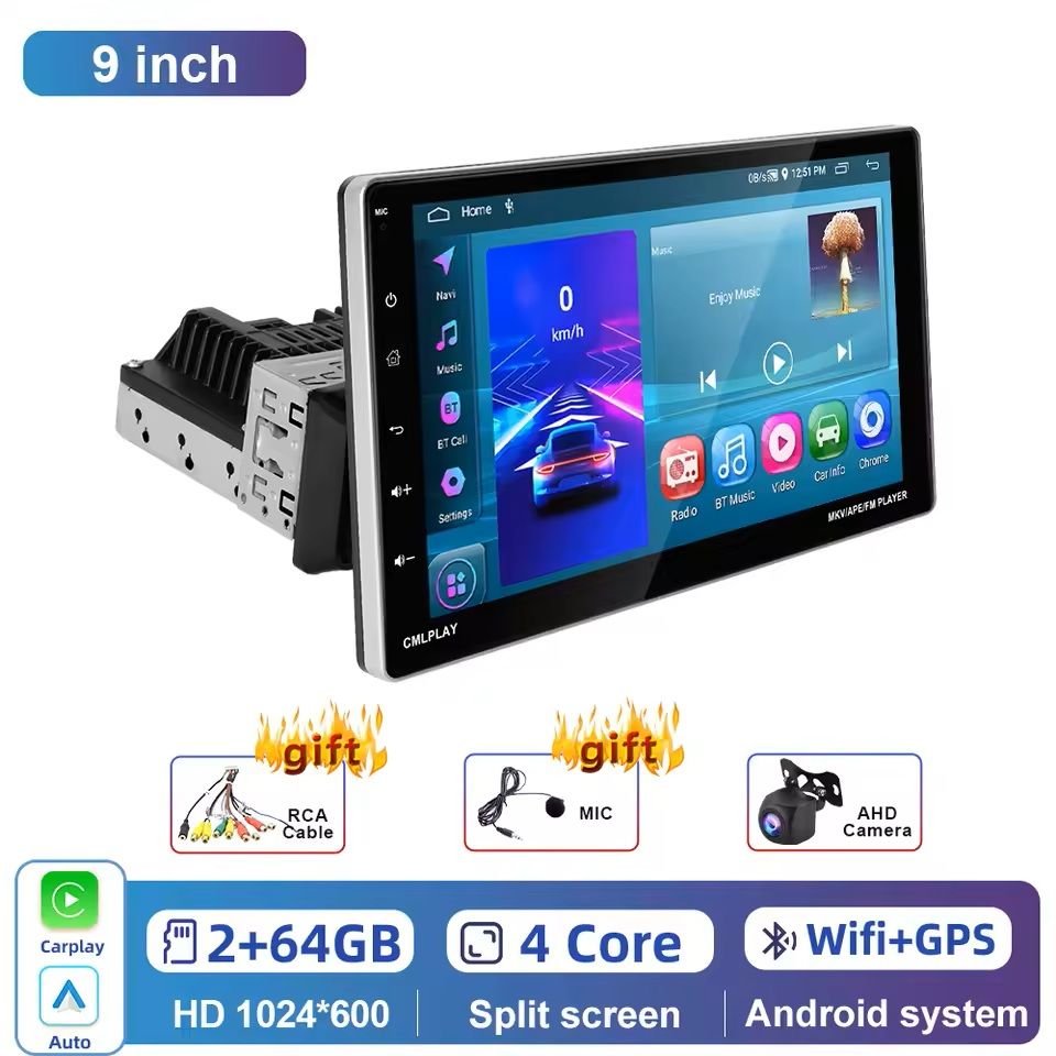 9 Inch Android Car Multimedia Player With CarPlay And Bluetooth radio With Ahd Camera