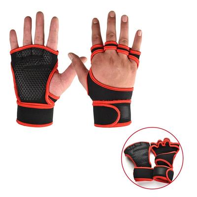 Unisex Training Sport Gloves, Fitness, Bodybuilding, Weightlifting, Gym Workout Gloves, Hand Wrist Palm Protection red a m