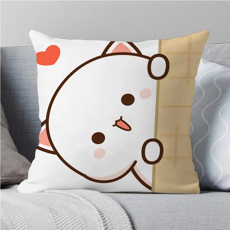 Kawaii Mocha Mochi Peach Cat Pillowcases Cute Throw Pillow Covers For Home Decor 15592 60x60cm