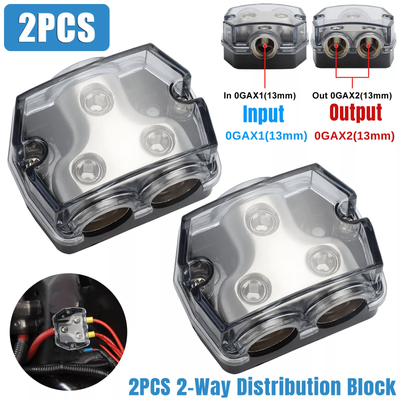 2X 2 Way Distribution Block 0 Gauge In Out Car Audio Amp Power Ground Splitter For Amplifier System 2X 2 Way Distribution Block 0 Gauge In Out Car Audio Amp Power Ground Splitter For Amplifier System