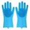 Magic Silicone Rubber Dishwashing Gloves: Household Sponge Scrubber For Kitchen Cleaning BLUE