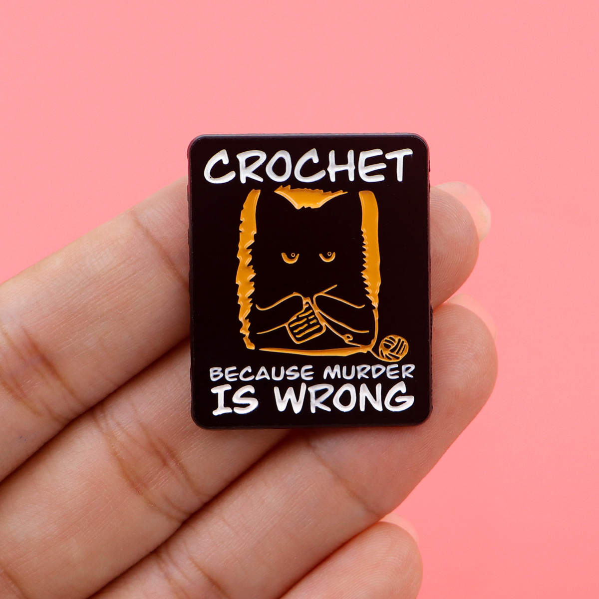 Cute Black Cat Enamel Pin, Crochet Badge For Backpack, Hat, Collar, Lapel Women's Brooch & Cosplay Accessory Cute Black Cat Enamel Pin, Crochet Badge For Backpack, Hat, Collar, Lapel Women's Brooch & Cosplay Accessory