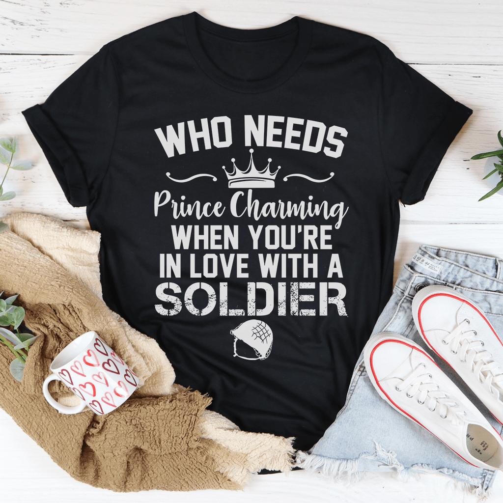 In Love With A Soldier Tee Black Heather L
