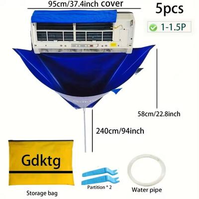 Air Conditioner Cleaning Cover Kit Waterproof Dust Protection Set 9000 18000 Btu 5pcs