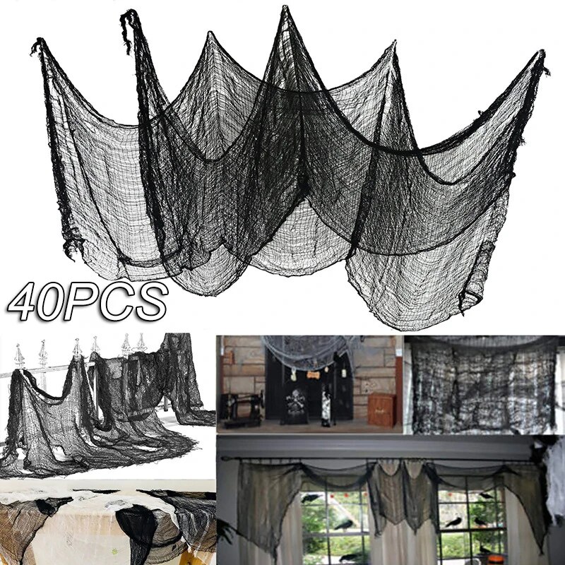 Halloween Haunted House Decor: Creepy Cloth, Scary Gauze, Gothic Props 1PCS Color: 76X183cm White