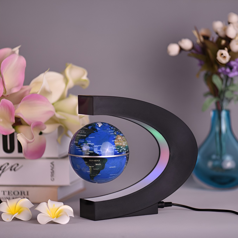 Anti Gravity Magnetic Floating Globe World Map With Led Light Blue