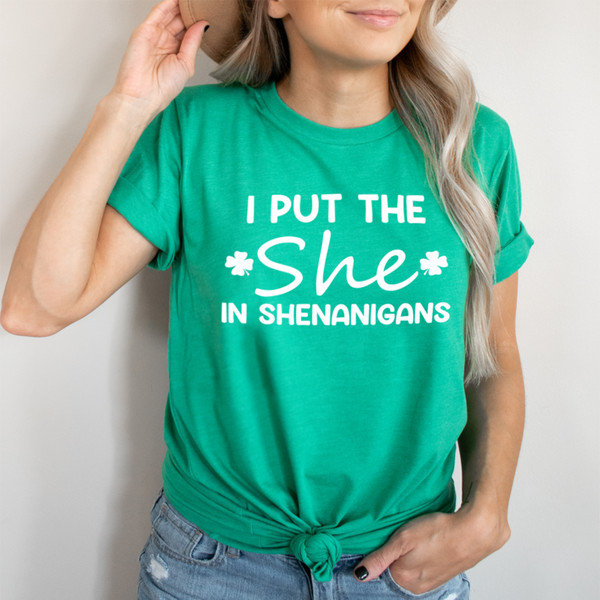 I Put The She In Shenanigans Tee Black Heather M