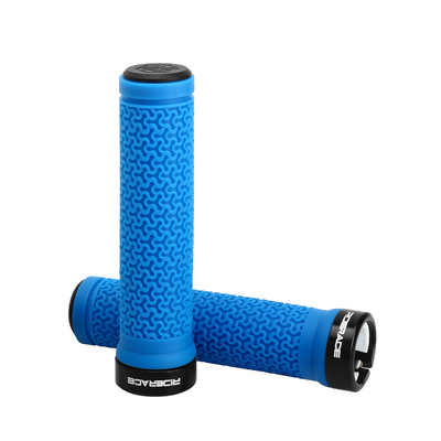 Bicycle Handlebar Grips MTB Mountain Bike Non Slip Rubber Lock On Covers, Single Sided Locking Cycling Handle Grips blue Mist