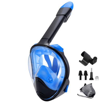 Full Face Snorkel Mask With Wide View And Camera Mount blueblack s m