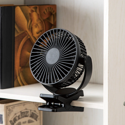 USB Rechargeable 360 Rotation Clip On Table Fan black