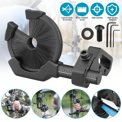 Adjustable Brush Arrow Rest For Compound Recurve Bow, Ambidextrous Archery Accessory For Target Shooting And Bow Hunting Adjustable Brush Arrow Rest For Compound Recurve Bow, Ambidextrous Archery Accessory For Target Shooting And Bow Hunting