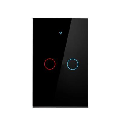 Tuya WiFi Smart Home Switch, Gang Glass Touch Panel, Voice & App Control, Works With Alexa & Google Home black Two
