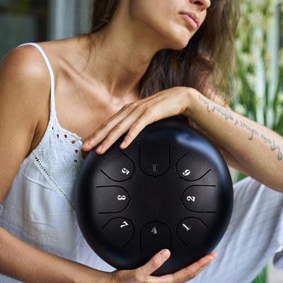 8 Tune Steel Tongue Drum Portable Hang Drum For Relaxation & Meditation Frosted Red