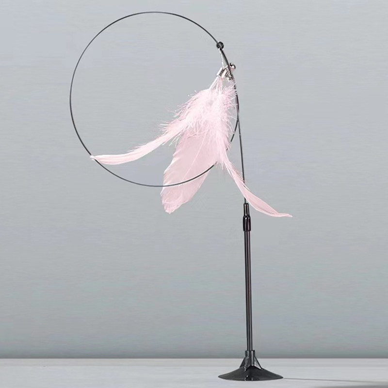 Interactive Cat Toy With Feather And Bite Resistant Design | Fun Sucker Stick Toy For Cats | Pet Supplies pink