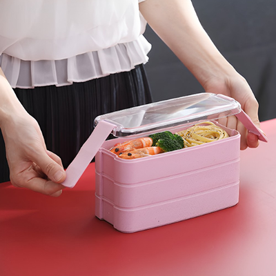 Wheat Straw Lunch Box Pink