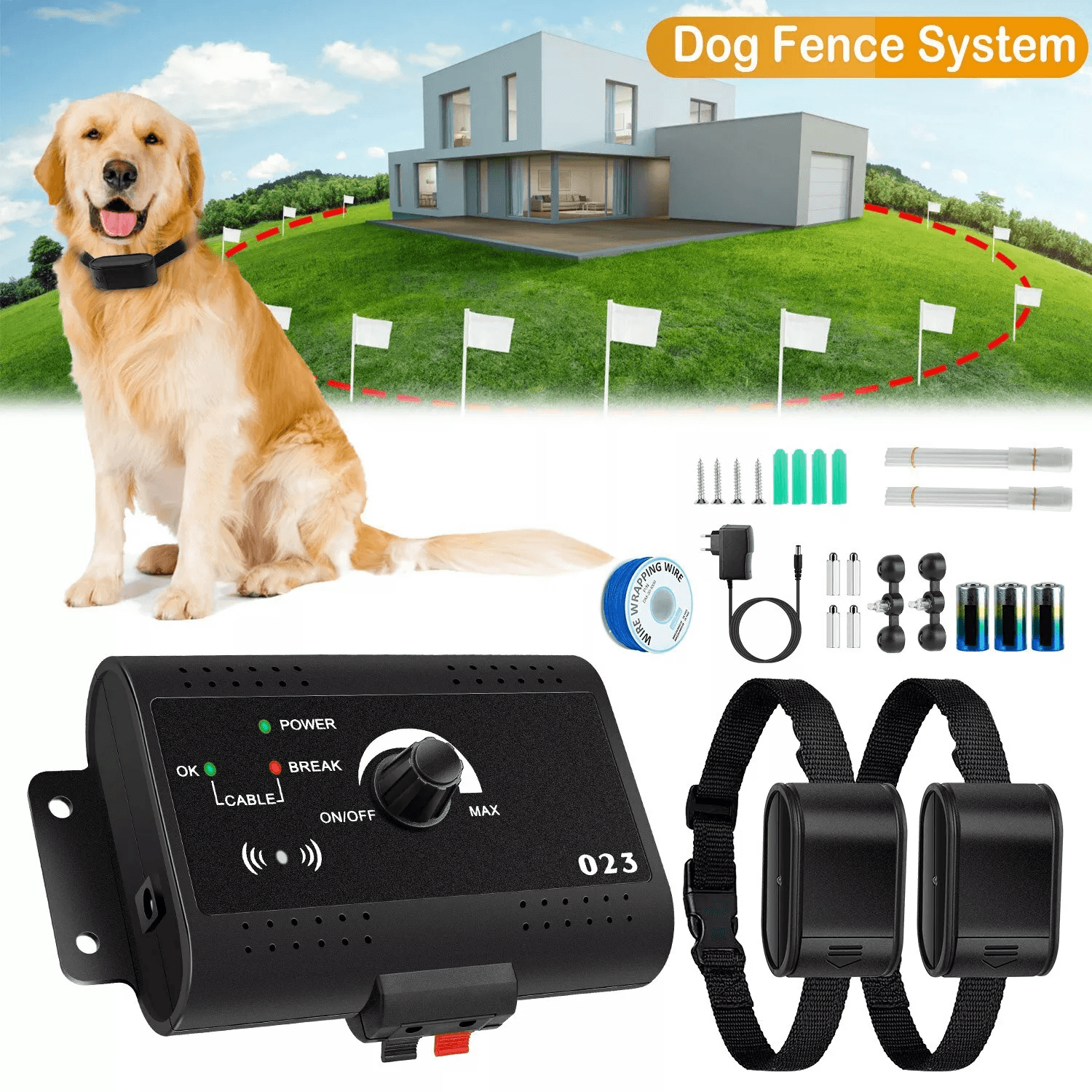 Wireless Electric Dog Fence Pet Training Containment System With Shock & Tone Collar Wireless Electric Dog Fence Pet Training Containment System With Shock & Tone Collar