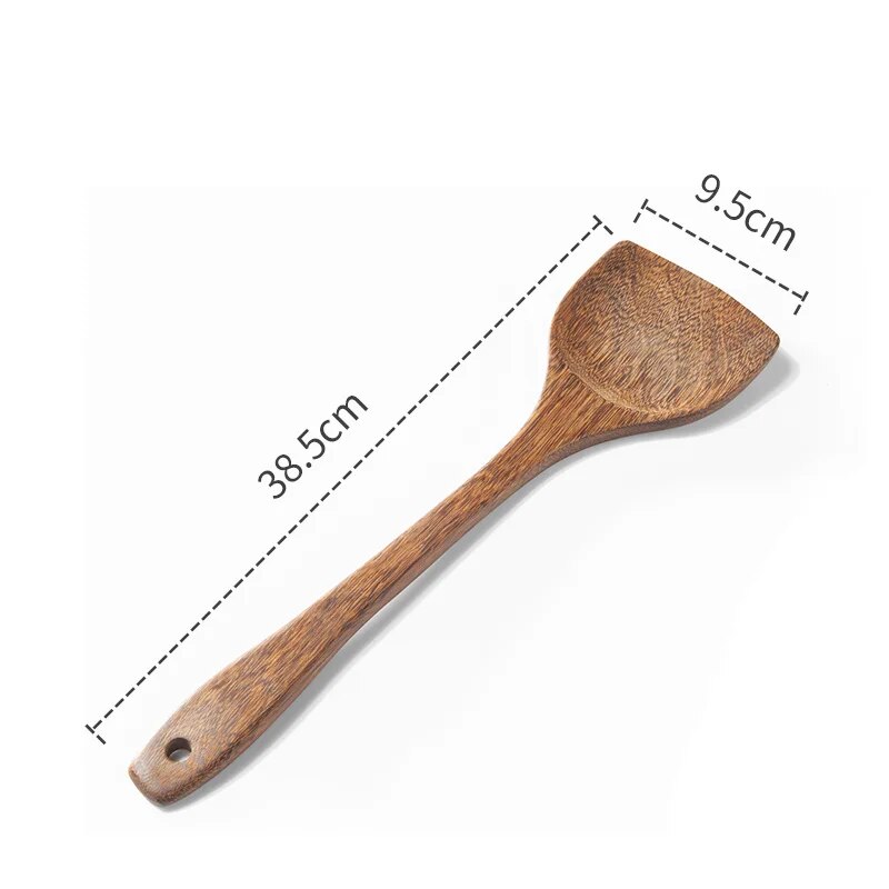 Non Stick Kitchen Utensils Set With Wooden Handles Soup Spoon, Spatula, Rice Spoon, Shovel & More Kitchen Accessories 2