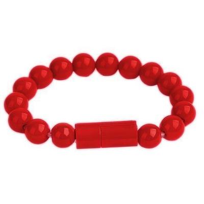 Beaded Charging Bracelet Red Android