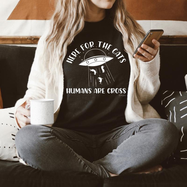 Here For The Cats Tee Athletic Heather XL