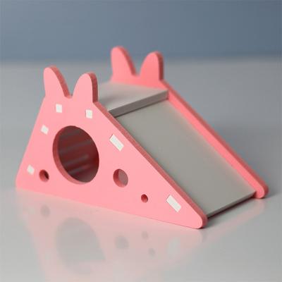 Wooden Bird Slide Toy With Stairs: Parrot Cage Accessory & Guinea Pig Hideout House Small Pet Supplies PINK