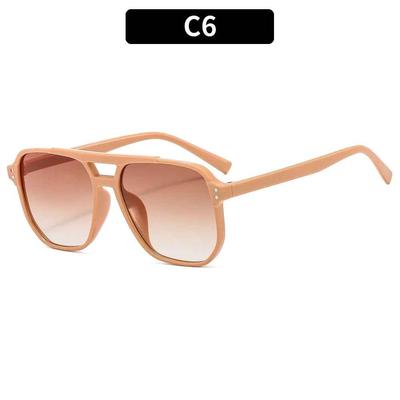 Vintage Square Sunglasses For Women Men Thick Frame Double Bridges Eyewear Female Chic Polygon Sun Glasses UV400 Shades skin