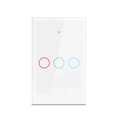 Tuya WiFi Smart Home Switch, Gang Glass Touch Panel, Voice & App Control, Works With Alexa & Google Home white Three