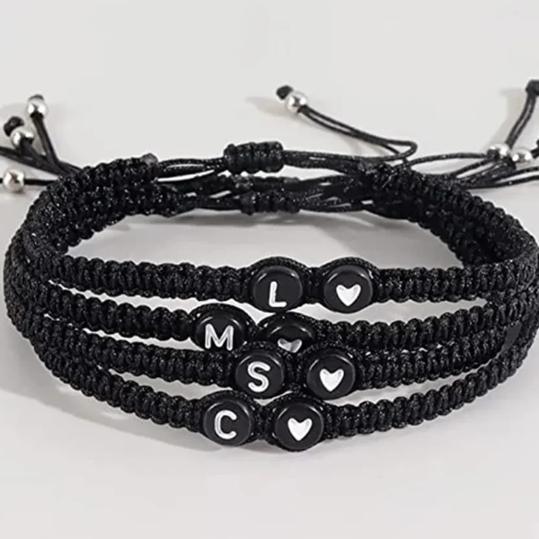 Handmade Adjustable Initial Heart Charms Bracelets: A Z Name Braided Bracelets For Women & Men Friendship Jewelry Gift j