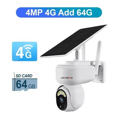 4MP Wireless PTZ Security Camera With Motion Detection And Solar Power + 64gb 4mp 4g