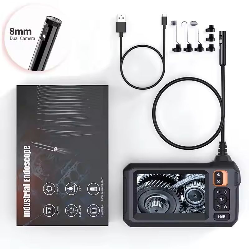 Industrial Endoscope Camera 8mm HD 1080P Waterproof Inspection Borescope With IPS Screen 1m 8mm Dual Lens
