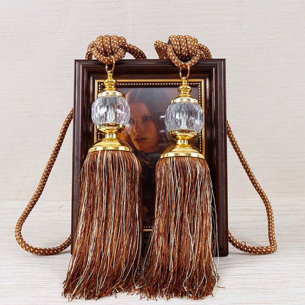 Luxury Curtain Holdbacks: Rope Tie Backs, Tassel Tiebacks, Beaded Ball Decor 6