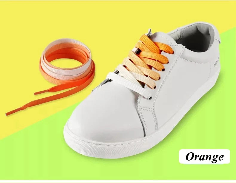 Gradient Shoelaces For Sneakers, Colorful Flat Shoe Laces For Casual Canvas Shoes, Sports Shoes, Trainers & Streetwear orange 90cm