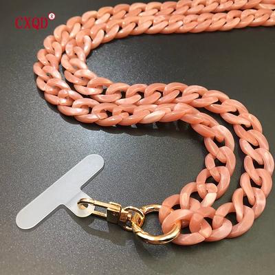 120cm Bevel Design Anti lost Phone Lanyard: Colorful Acrylic Neck Strap For Outdoor Use Portable Cell Phone Chain Acce 120cm Beige 120cm