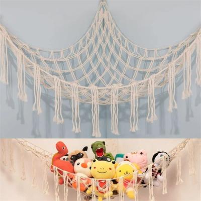 Handmade Rope Corner Toy Net Hammock, Triangle Storage Net For Bedroom, Stuffed Animal Organizer & Wall Decoration Handmade Rope Corner Toy Net Hammock, Triangle Storage Net For Bedroom, Stuffed Animal Organizer & Wall Decoration