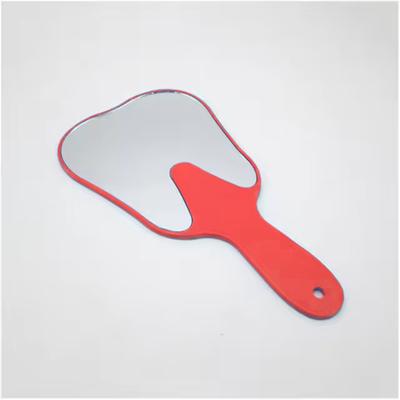 Unbreakable Tooth Shaped Dental Mouth Examination Mirror, Handheld Oral & Makeup Accessory red