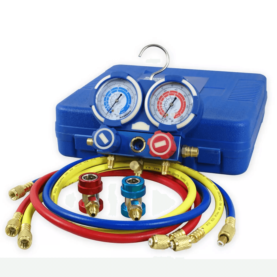 Professional AC Manifold Gauge Set For Refrigeration With Brass Charging Case Professional AC Manifold Gauge Set For Refrigeration With Brass Charging Case