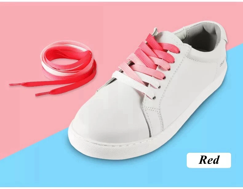Gradient Shoelaces For Sneakers, Colorful Flat Shoe Laces For Casual Canvas Shoes, Sports Shoes, Trainers & Streetwear red 120cm
