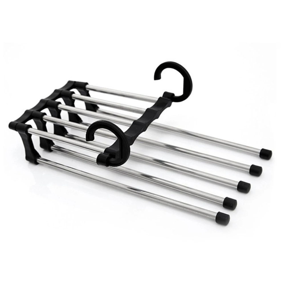 5 In 1 Stainless Steel Multi Functional Pants Rack Hanger Black