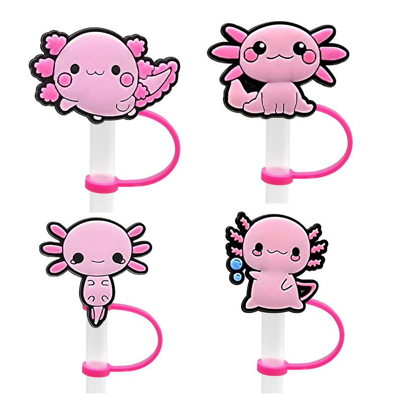 Reusable Pink Salamander PVC Straw Cover: Cute Splash Proof Charm For Fashionable Drinking 1