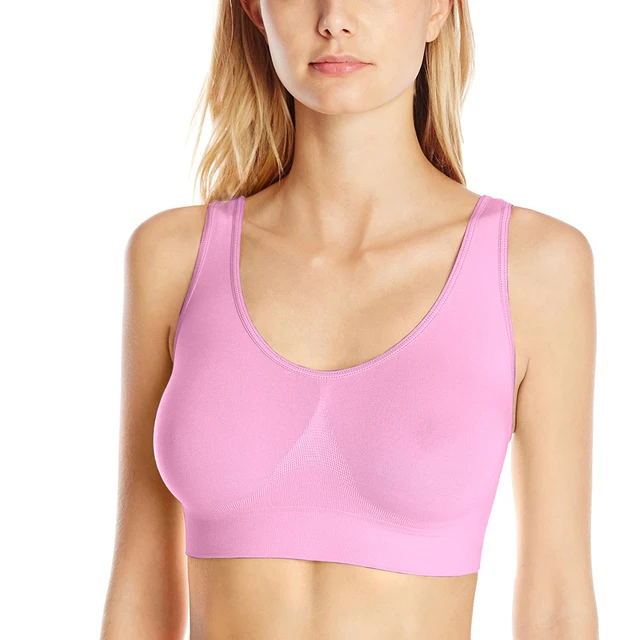Sexy Seamless Bra For Women No Pad, Plus Size Push Up, Wireless Vest Bralette Brassiere, Comfortable Active Bra pink M