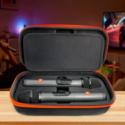 Schutzhülle für kabelloses Mikrofon, EVA-Hartschale, Außentasche, kratzfeste Mikrofon-Reisetasche, 2 Steckplätze für JBL Wireless Two Microphone System