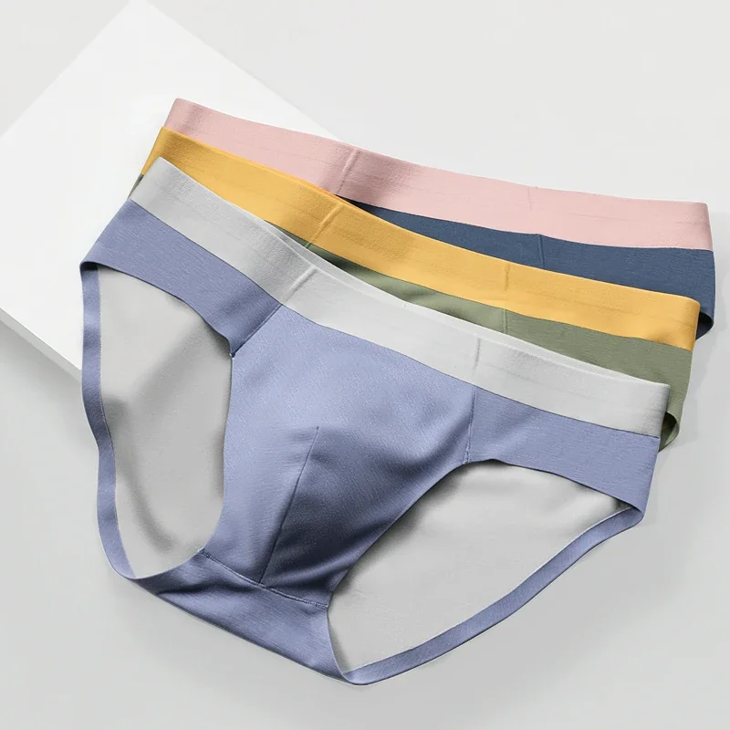 3PC100 Paar Modal-Unterwäsche, doppelseitige, nahtlose, dünne, bequeme und atmungsaktive Sommershorts für Herren, Dreiecks-Pa für Herren Image