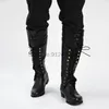 Mittelalterliche Retro Männer Ritter Stiefel Karneval Gothic Britischen Stil Soldat Prinz Cosplay Leder Boot Party Mode Verband Schuhe