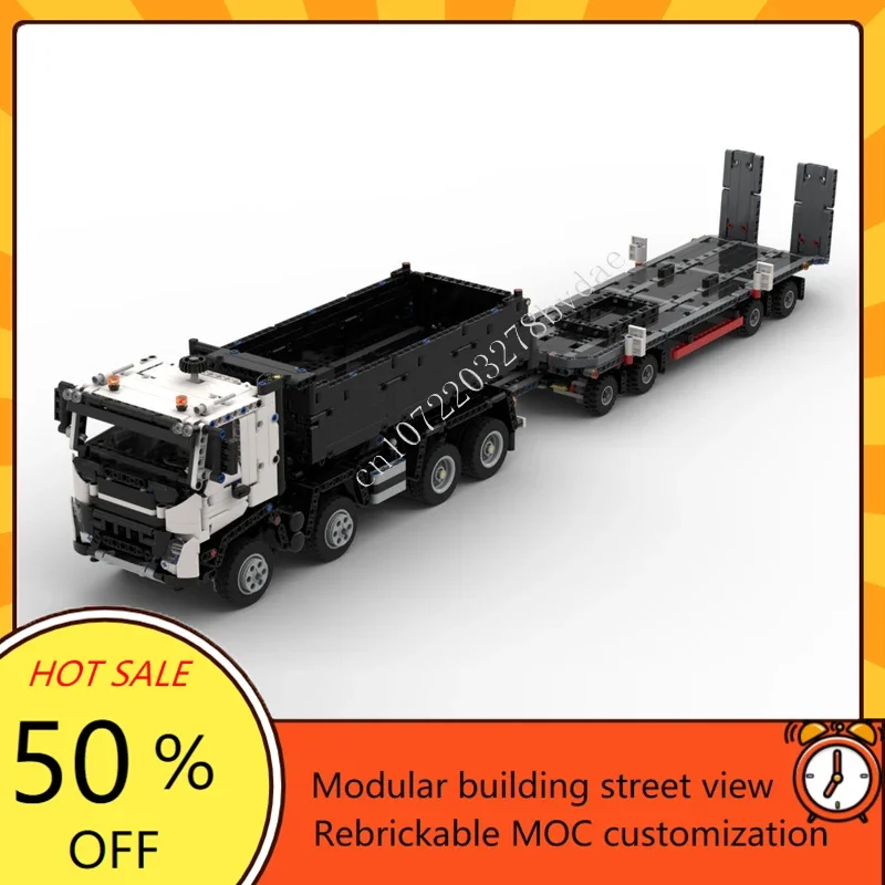 2057-teiliger Technischer Rennwagen FMX-Truck mit Anhänger MOC Fahrzeug Speed Racer Bausteine Kreatives Weihnachtsgeschenk für Jungen Image