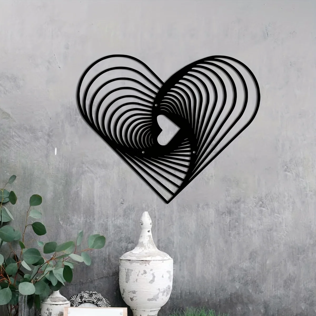 1 Stück künstlerische Metall-Herz-Skulptur, 11,81 Zoll Eisen-Herz-Wandkunst, dekoratives Wandbild für den Außen- und Innenbereich für Garten, Terrasse, Wanddekoration Image