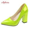 Aphixta 2025 Neue 10 cm Platz Heels Pumps Frauen Schuhe Patent Leder Sexy Hochzeit Party Offizielle Freizeit Super Große Größe 31-50