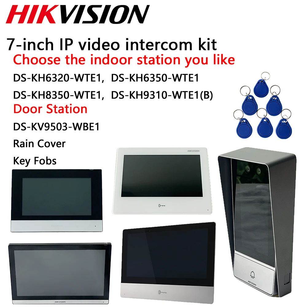 Hikvision IP-Video-Gegensprechanlage DS-KH9310-WTE1(B) DS-KH6320-WTE1 DS-KH6350-WTE1 DS-KV9503-WBE1 Gesichtserkennung DS-KABV9503-RS Image