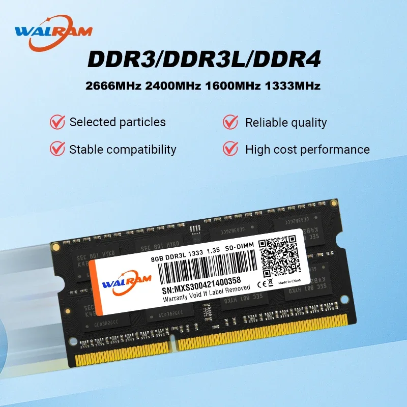 WALRAM Memoria Ram DDR3 DDR3L 8GB 4GB Ram DDR4 16GB 3200MHz 2666MHz 2400MHz 1600MHz Sodimm Interner Speicher für Laptop Notebook Image