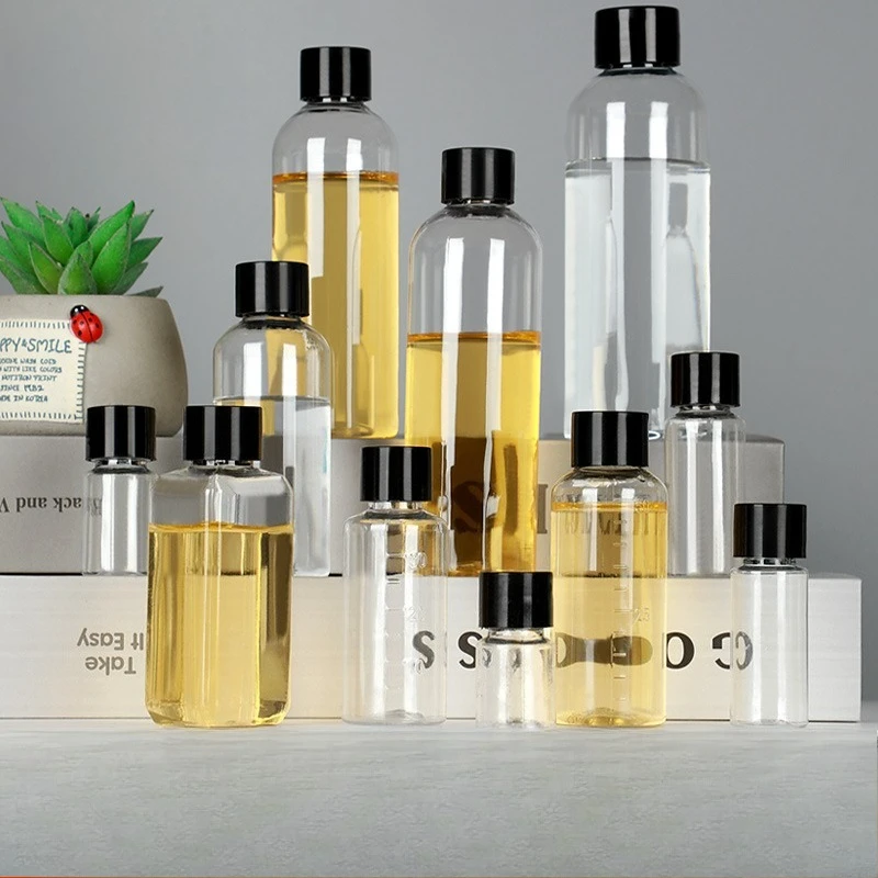 30/50/100pcs 10/20/30/50/100/120ml Clear Fine Plastic Bottles Divided Into Small Bottles with Lids and Graduated Liquid Bottles