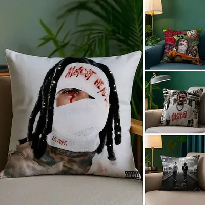 Kissenbezug mit Musikalbum Star Lil Durk, Plüschstoff, weicher doppelseitiger Druck, Sofa-Kissenbezug, Überwurf-Kissenbezüge Image